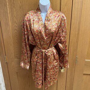 Vintage VS Victoria's Secret Polyester Short Floral Robe - One Size - L / XL